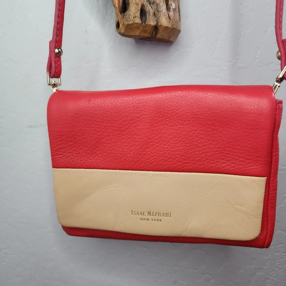 Isaac Mizrahi Lillian‎ Red Leather Small Crossbody Clutch